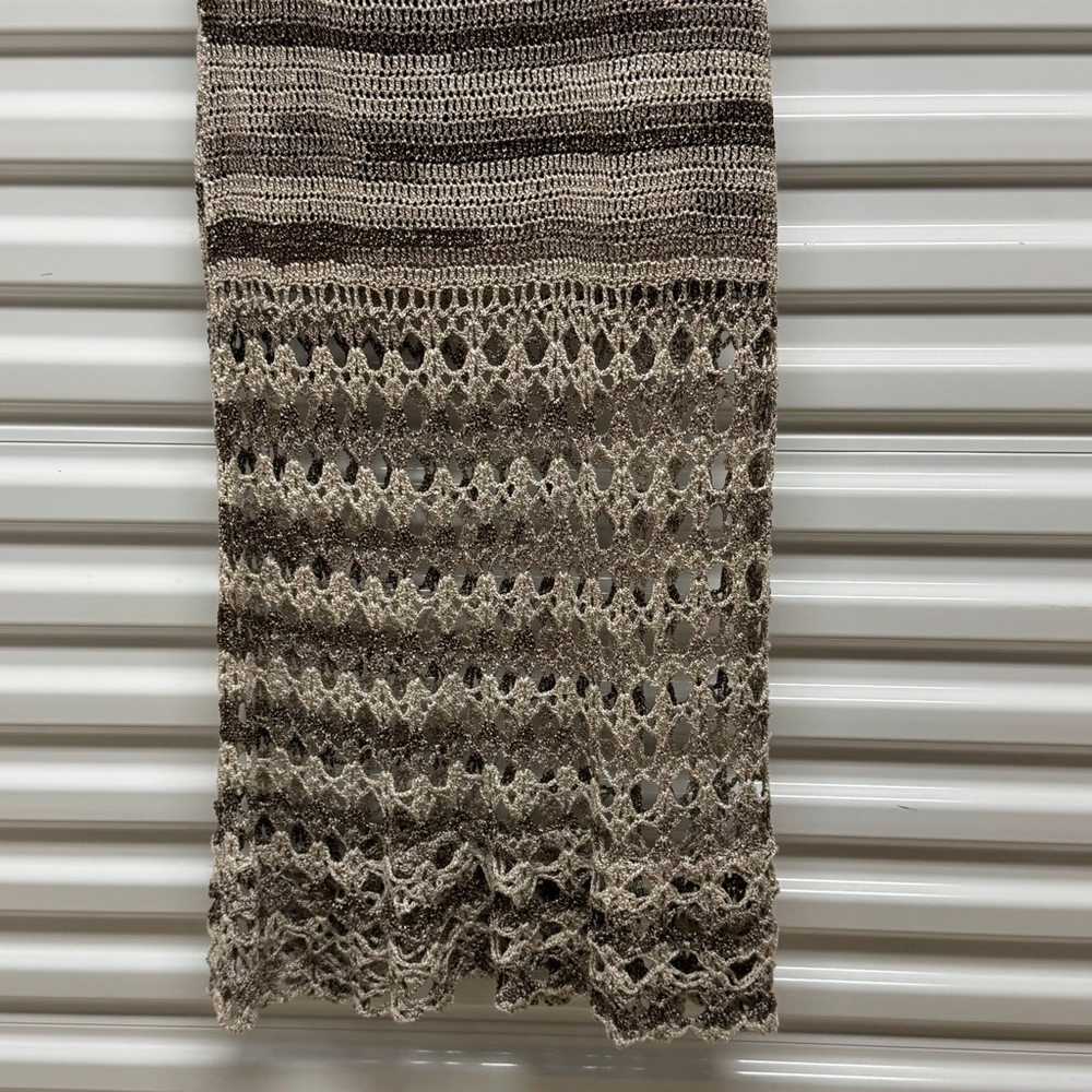 Vintage Proper brown And Tan Boho Crochet Maxi Dress Women’s L - Picture 2 of 9